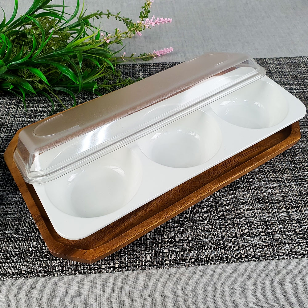 pc 병원 3칸 찬기 뚜껑 반투명 단품 찬기 식당 업소용 환자용 그릇