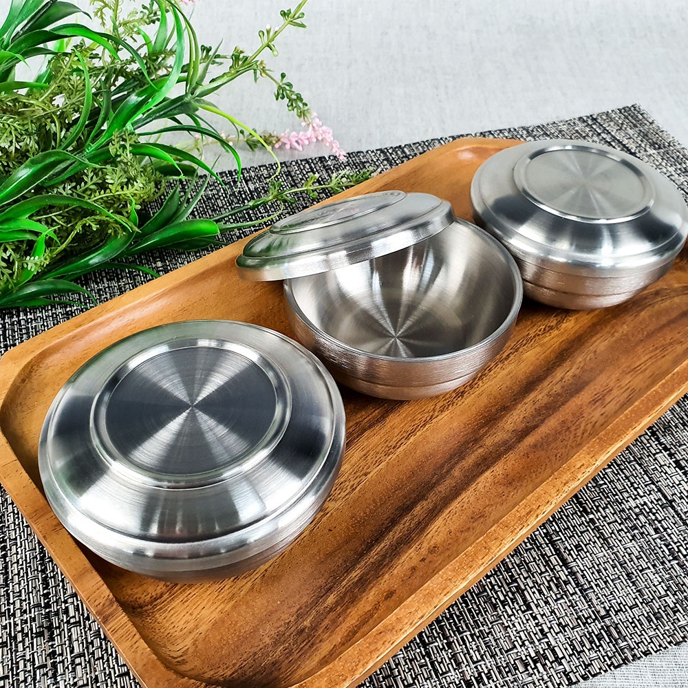 JS 스텐 국 찬기 뚜껑 단품 병원용 스텐 이중 식기 업소용 환자용 그릇