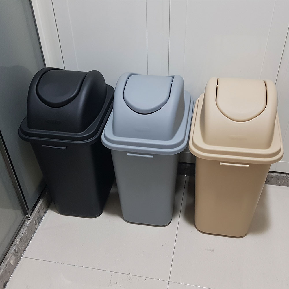 스윙휴지통뚜껑형 블랙 14L AA 분리수거함 예쁜 인테리어 쓰레기통