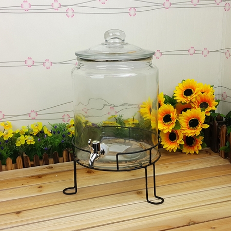 유리 디스펜서 6L VV 유리병 수도꼭지 과실주 담금주 술병