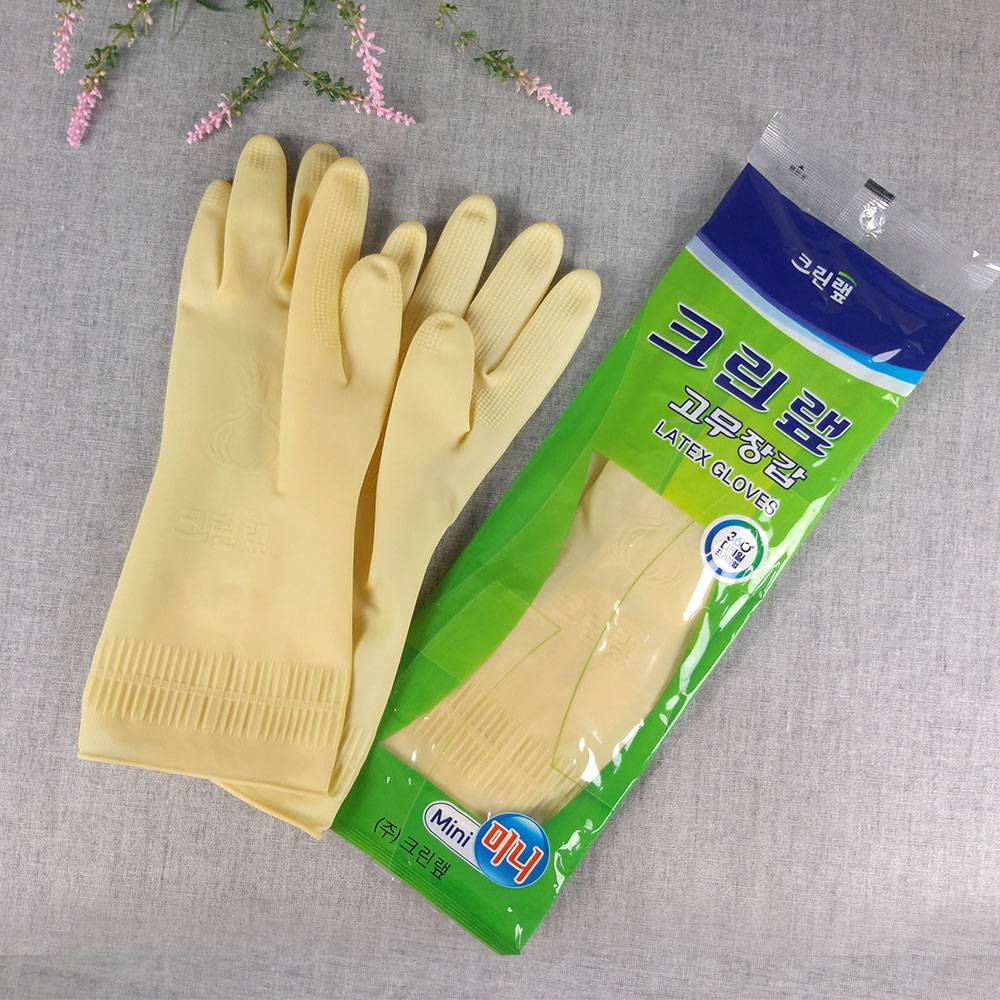 크린랩 고무장갑 미니 미색 AA 면코팅(주