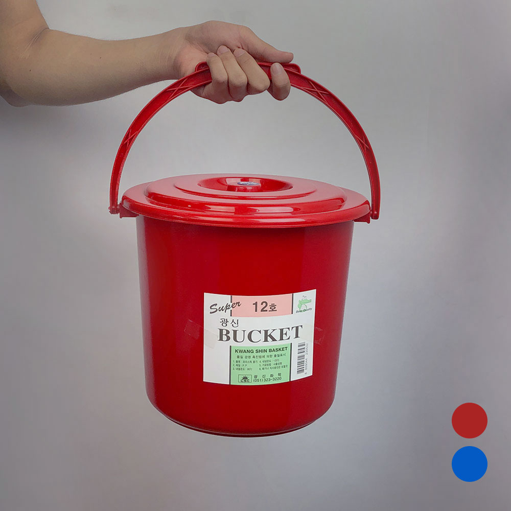 [단일] 바케스 12호 플라스틱 양동이 바게스 원형통 빨강 파랑 색상랜덤