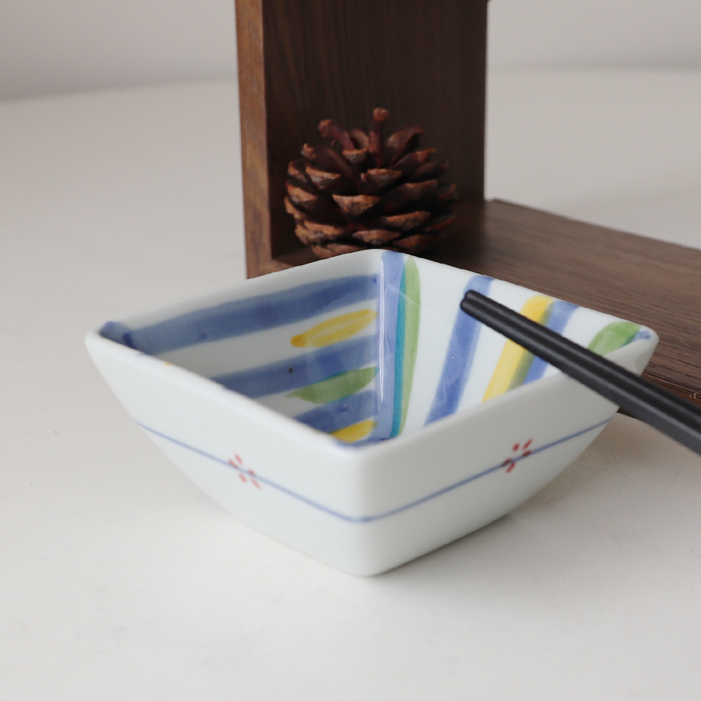 omgkitchen 도자기 종지 VIP-212 정사각 줄종지 85x85xh40