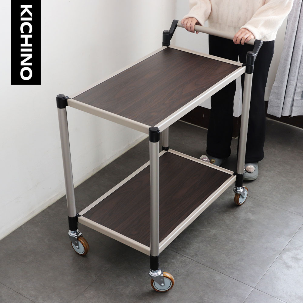 WS 우드 서빙카트 2단 중 610x440xH790mm 저소음 식당서빙카