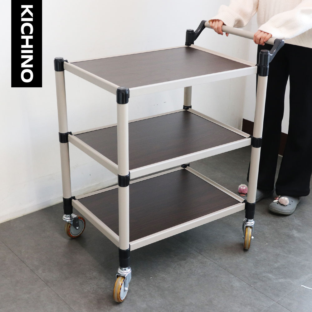 WS 우드 서빙카트 3단 중 610x440xH790mm 저소음 써빙카트 식당카트