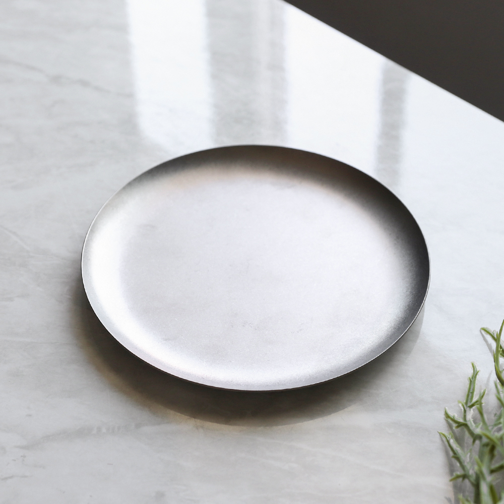 [단일] 빈티지 스텐 DS 원형 평접시 5012 16.5cm 올드 엔틱 식기 카페 캠핑