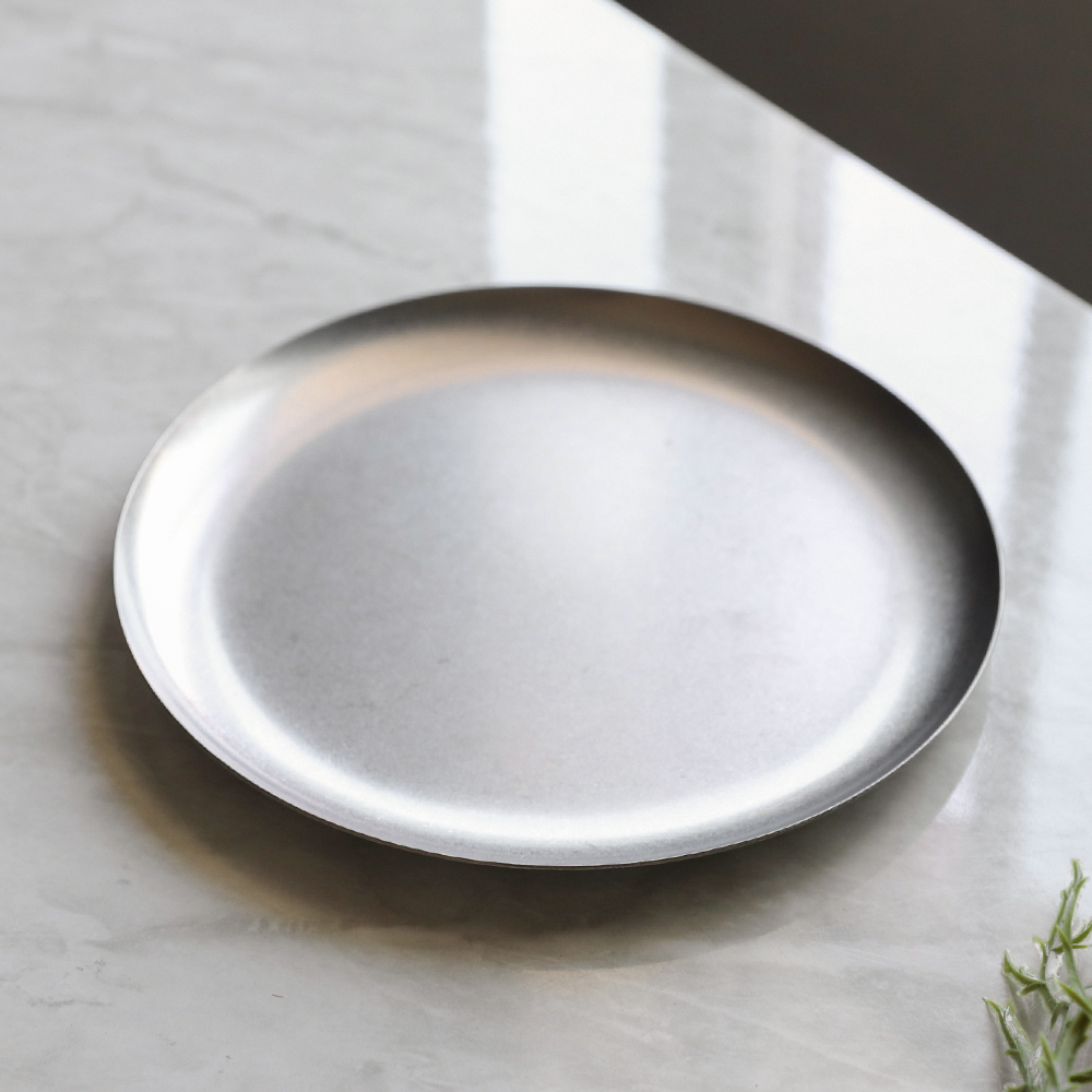 [단일] 빈티지 스텐 DS 원형 평접시 5014 20.5cm 올드 엔틱 식기 카페 캠핑