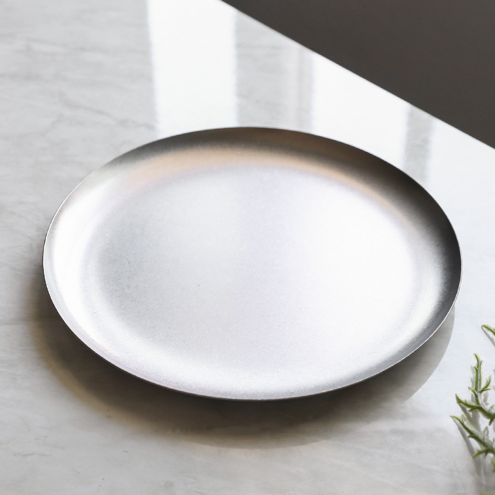 [단일] 빈티지 스텐 DS 원형 평접시 5015 22cm 올드 엔틱 식기 카페 캠핑