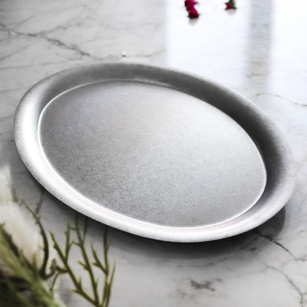 [단일] 빈티지 스텐 DS 타원 접시 5078 28.5cm 올드 엔틱 식기 카페 캠핑