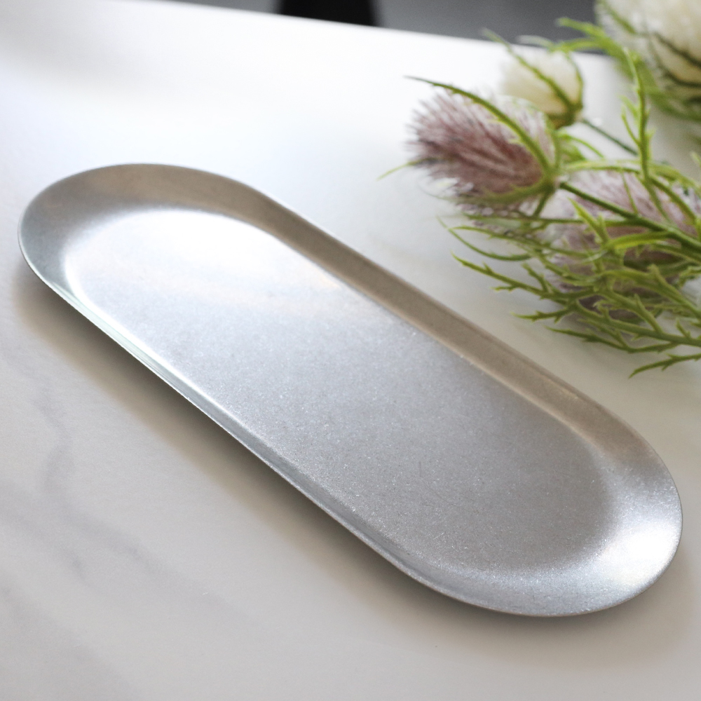 [단일] 빈티지 스텐 DS 슬림 타원 접시 5092 30cm 올드 엔틱 식기 카페 캠핑