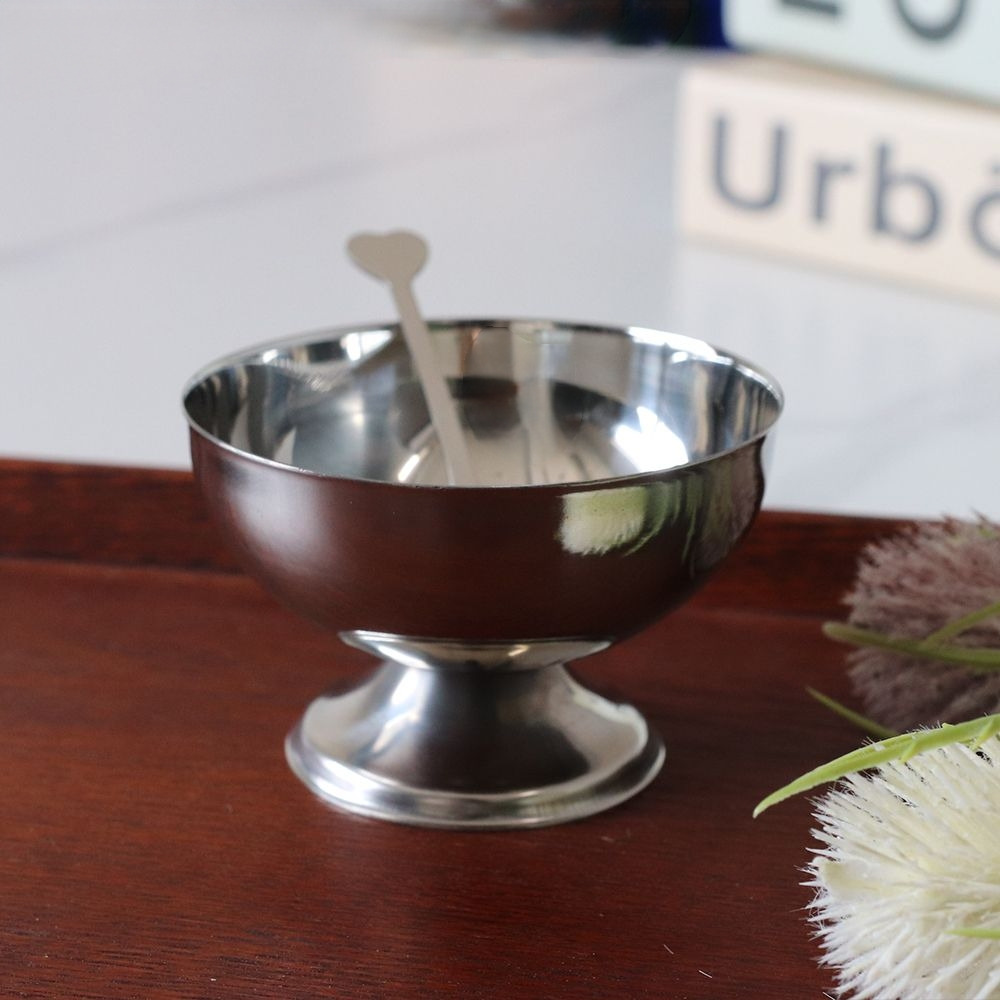 [단일] DS 아이스크림잔 10cm 스텐 아이스크림볼 디저트볼 요거트 포크 내장 간식컵