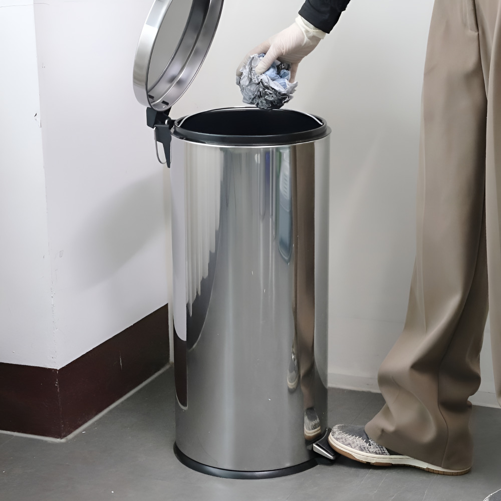 [단일] KT 스텐 페달 휴지통 30L 쓰레기통 290xh645mm