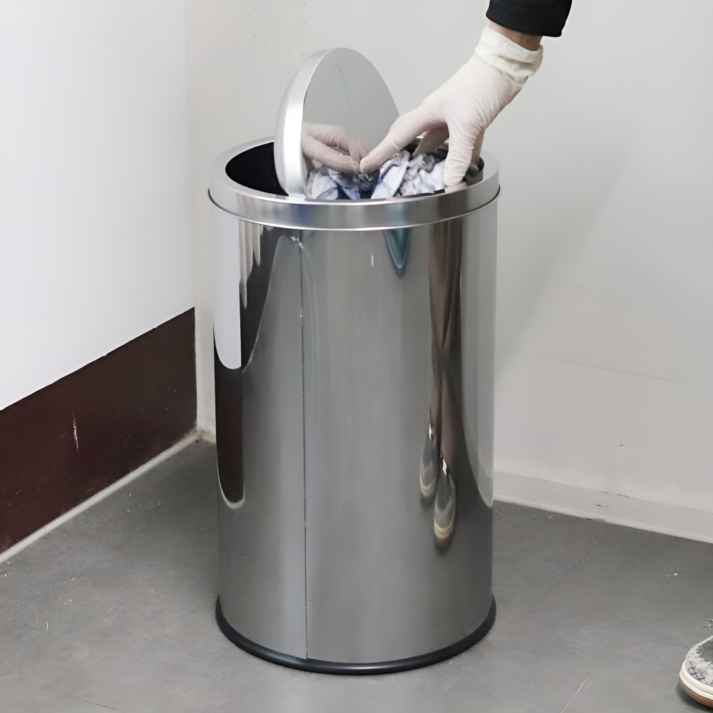 [단일] KT 스텐 스윙 휴지통 20L 쓰레기통 250xh440mm
