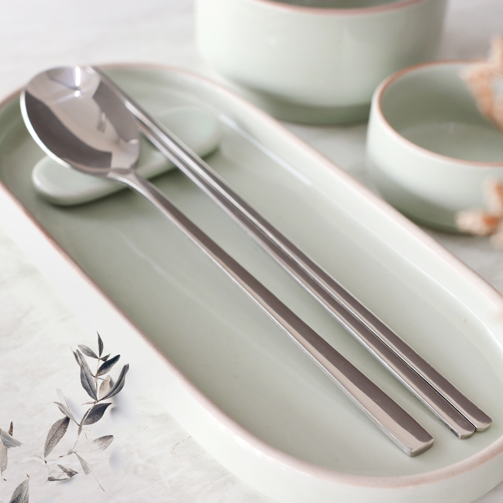 STS304 스텐레스 민자 숟가락 젓가락 수저세트 1P