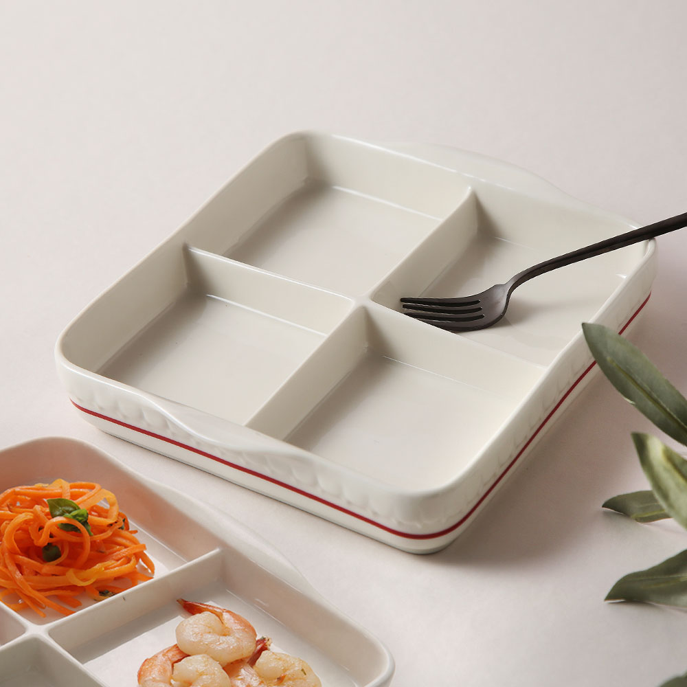 시라쿠스 쉐난고 카디날 나눔 접시 사각 4칸 도자기 플레이트 UU