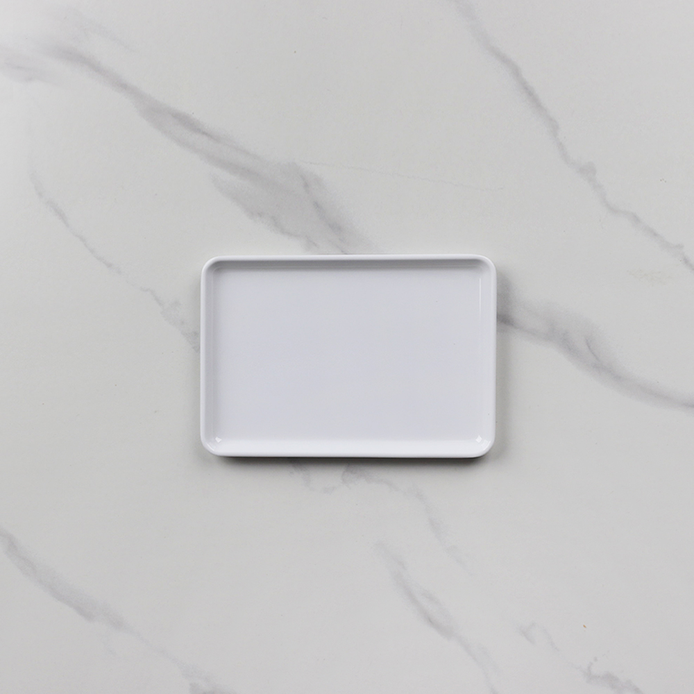 [단일] 멜라민 쟁반 백색 20.7cm 사각 트레이 미니 간식 플라스틱