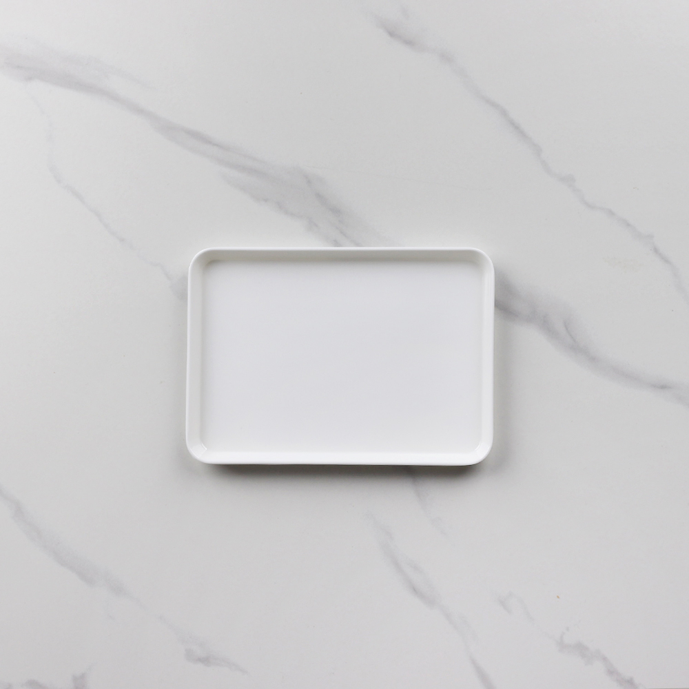 [단일] 멜라민 쟁반 백색 23cm 사각 트레이 미니 간식 업소용 플라스틱