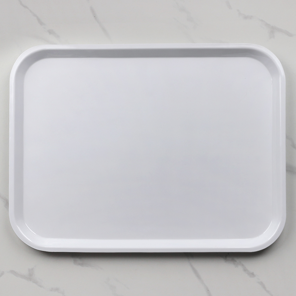 [단일] 멜라민 쟁반 백색 51.5cm 사각 트레이 대형 식당 업소용 플라스틱