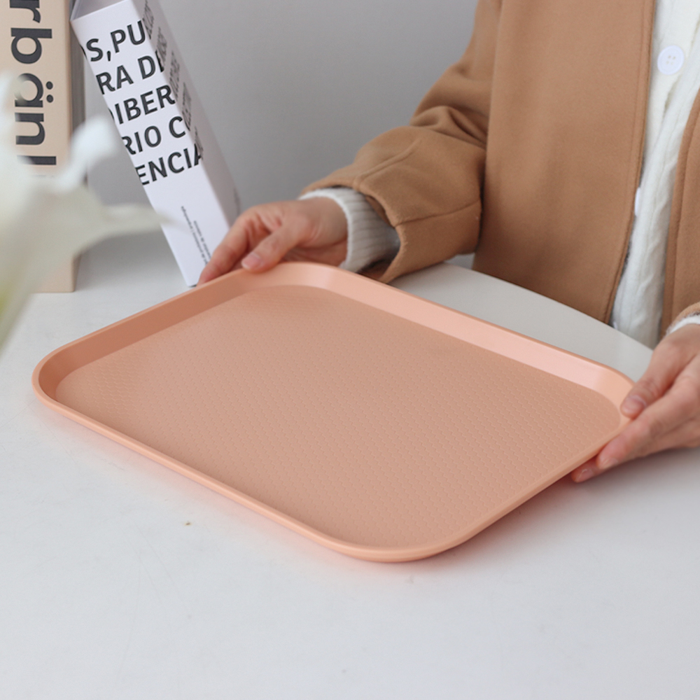 [단일] LV 컬러 쟁반 사각 트레이 415X305 살구 2호 분식 패스트푸드 플라스틱 연핑크