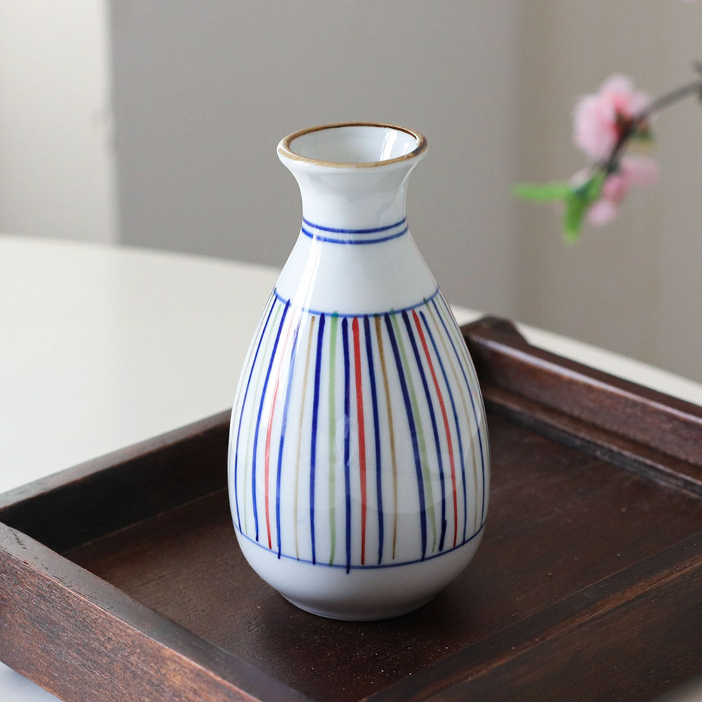 도쿠리 사케병 일본 술병 일식 하이토-321 오색 라인 중 190ml VV