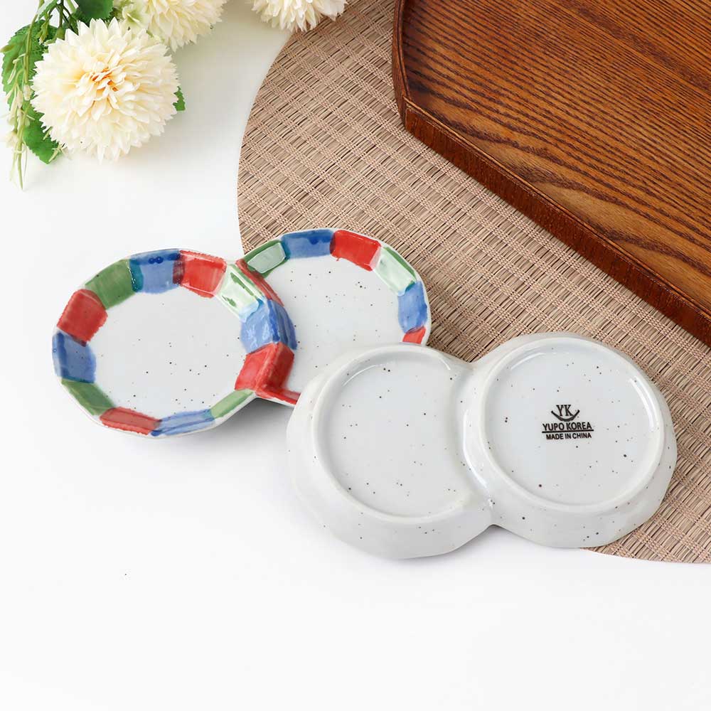 [YK 도자기] 하이토-110 삼색 이절종지 업소용 소스기 UU