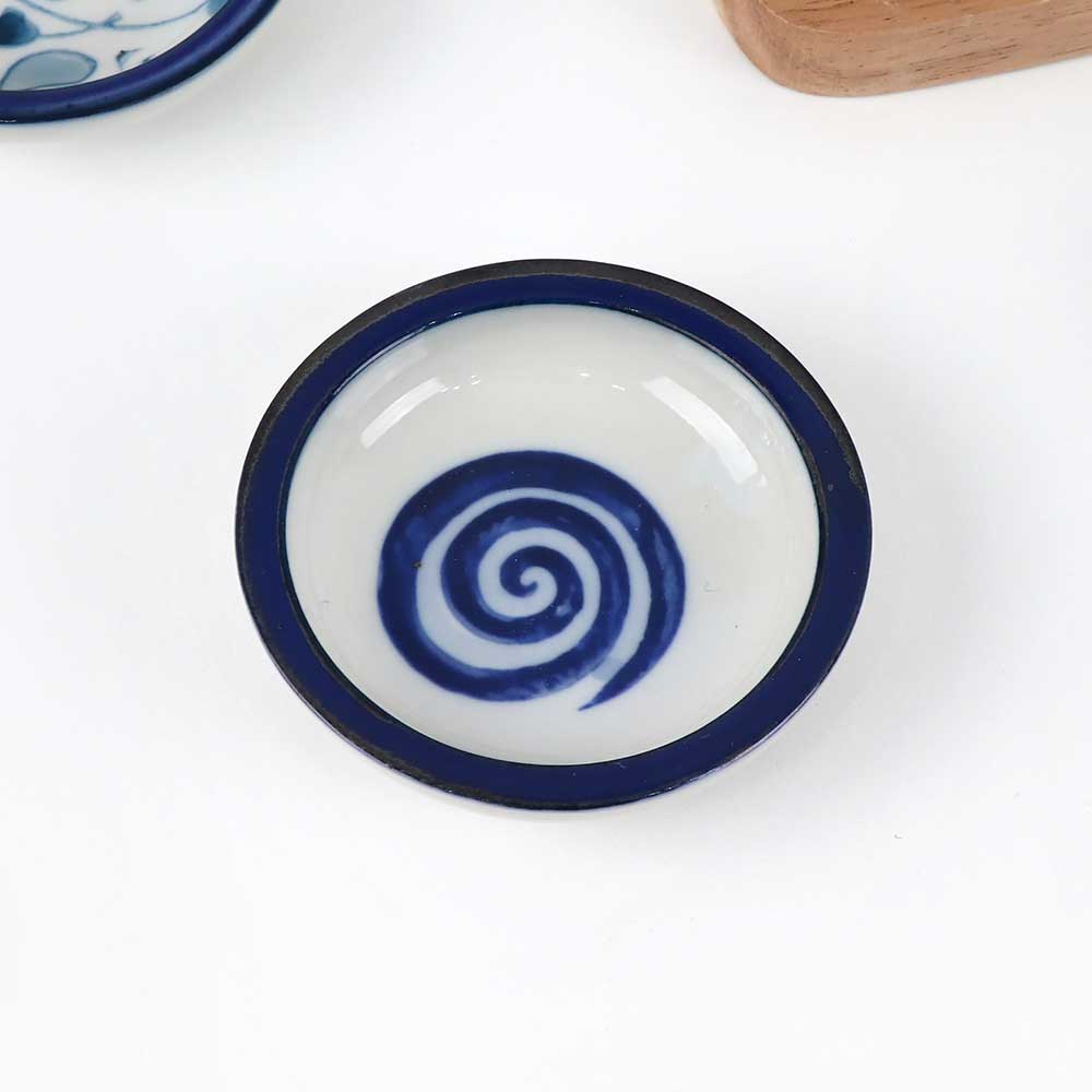 [YK 도자기] 하이토-76 회오리 납작원종지 파랑 업소용 초장기 UU