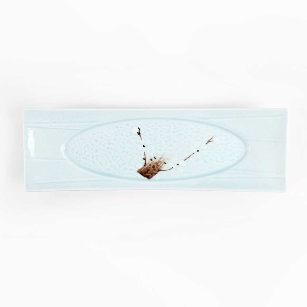 [YK 도자기] CM-215 푸른 긴직사각 가정용 접시 BB 중