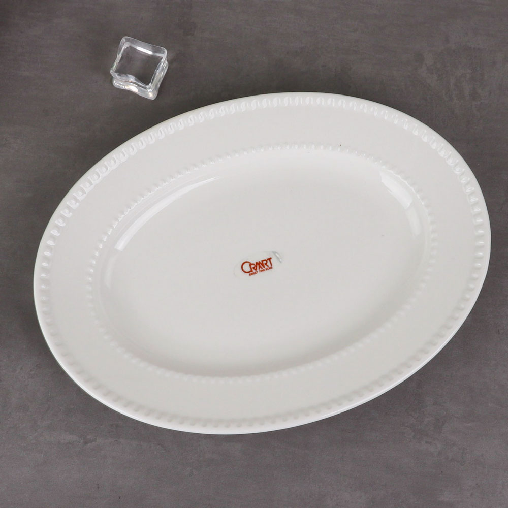 크레아트 타원 접시 NQ0276-105 도자기 그릇 화이트 볼