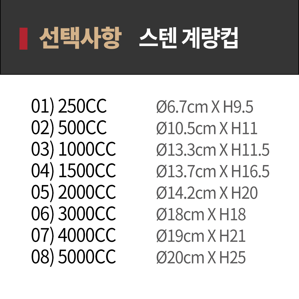 [단일] 스텐 계량컵 250cc 눈금 스테인레스 손잡이 베이킹