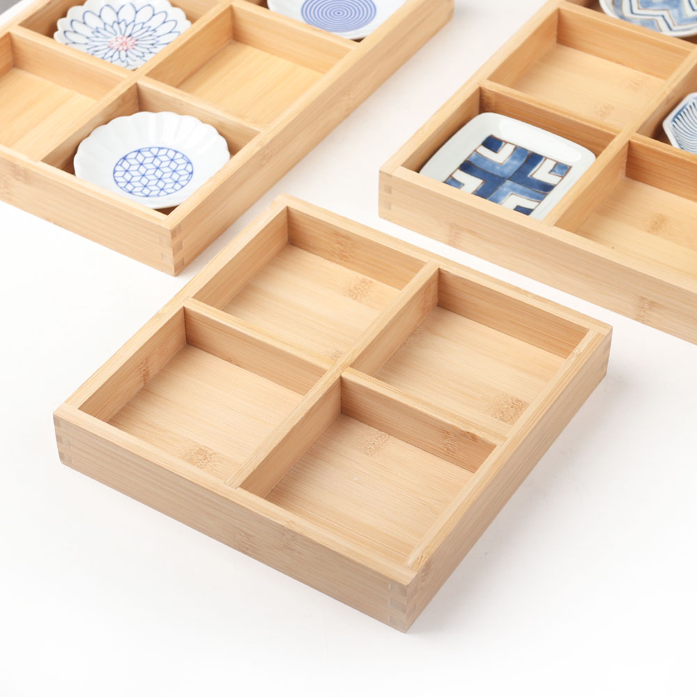 KD 대나무 칸 상자 우드 트레이 받침 원목 회접시 사시미 AA 4칸