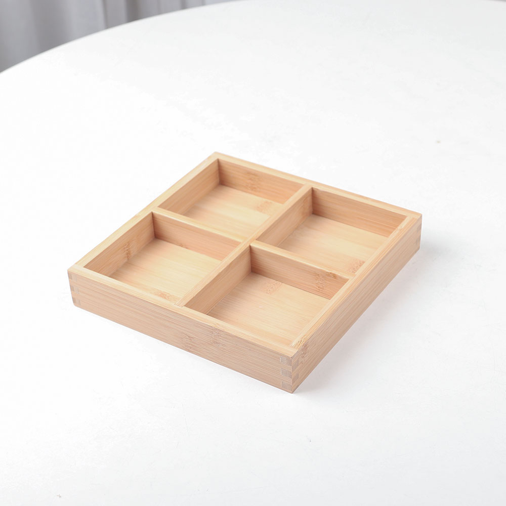 [단일] KD 대나무 4칸 상자 우드 트레이 원목 받침 회접시 사시미