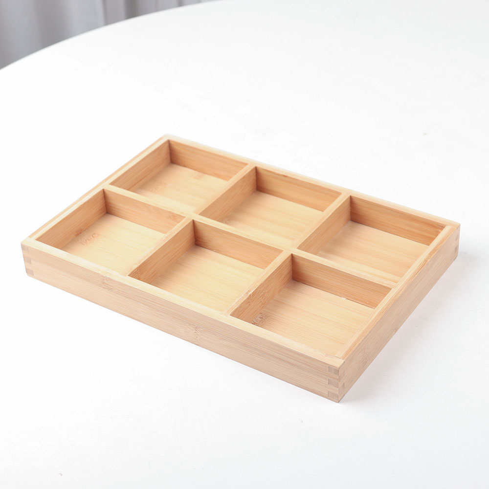[단일] KD 대나무 6칸 상자 우드 트레이 원목 받침 회접시 사시미