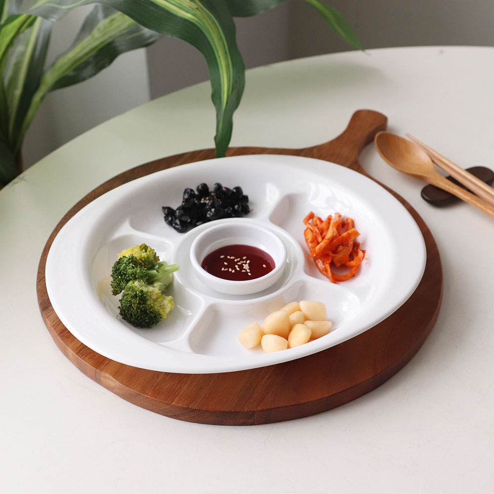 안주 사라 중 화이트 BB 순백 멜라민 그릇 나눔 접시 과일 반찬 업소용