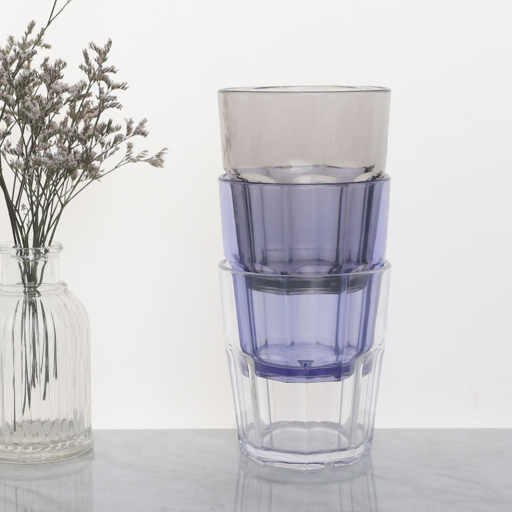 [단일] 팔각컵 9온스 270ml PC 컵 음료수 다회용 물컵 투명