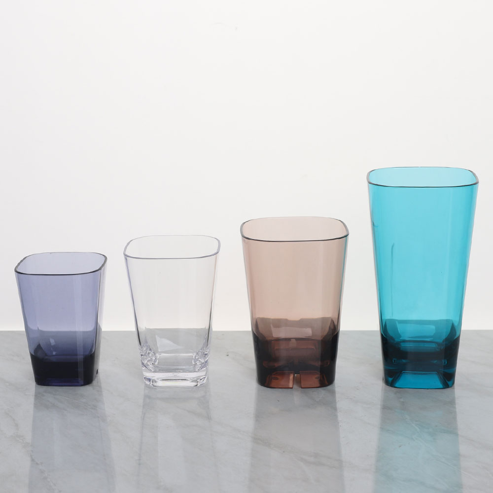 [단일] 사각심플컵 LC-7 210ml PC 컵 음료수 양치 안깨지는 물컵