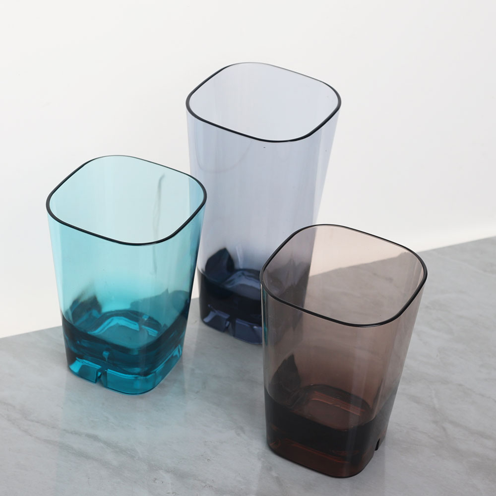 [단일] 사각심플컵 LC-7 210ml PC 컵 음료수 양치 안깨지는 물컵