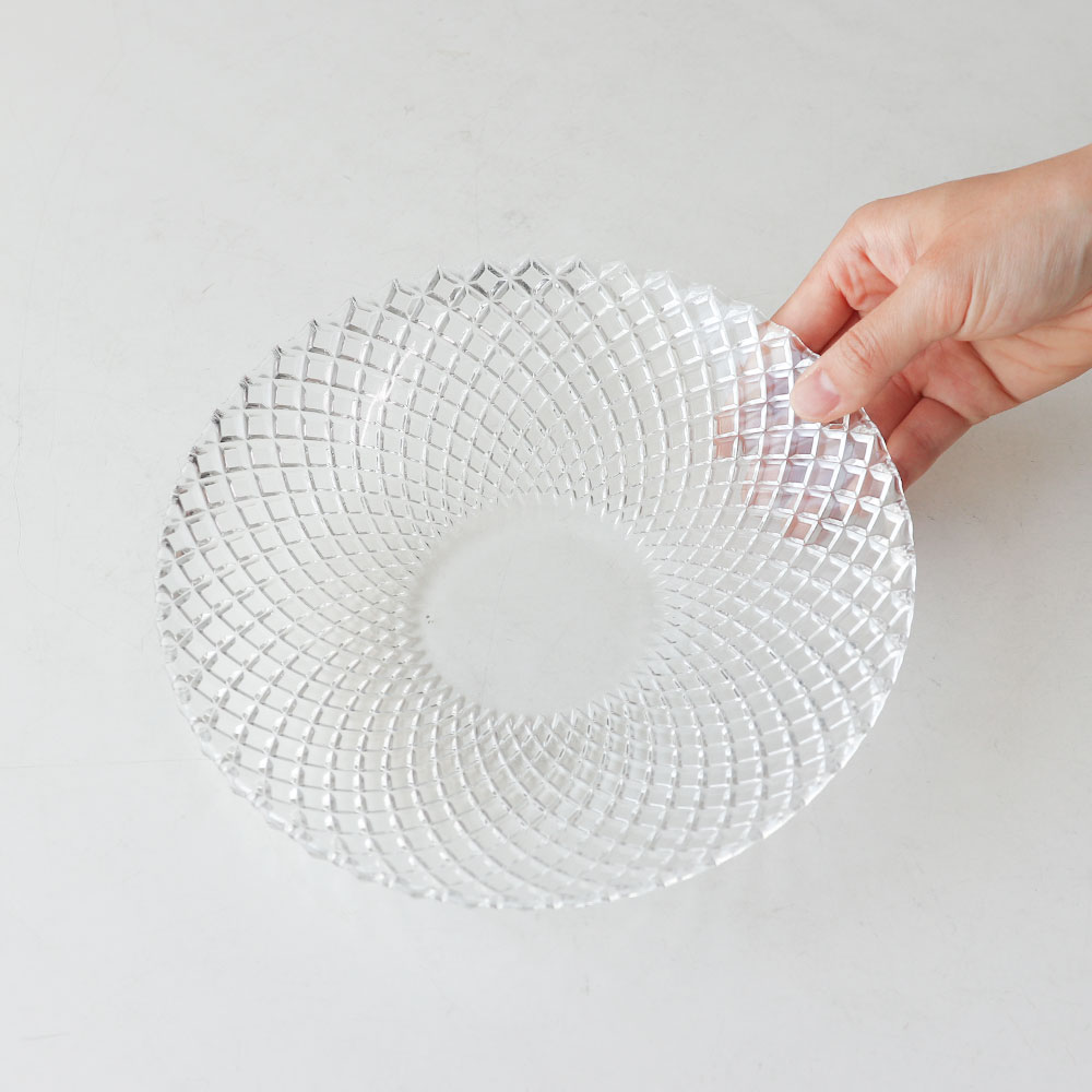 [단일] DL 유리 접시 21.4cm 플레이팅 디저트 예쁜 레트로 그릇