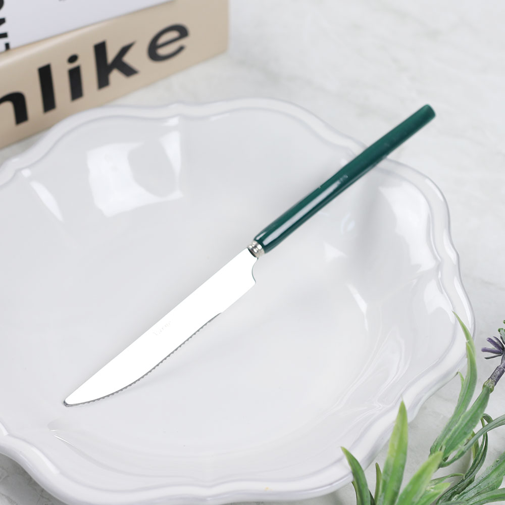 [단일] 세라핀 커트러리 나이프 그린 210mm 양식기 카페