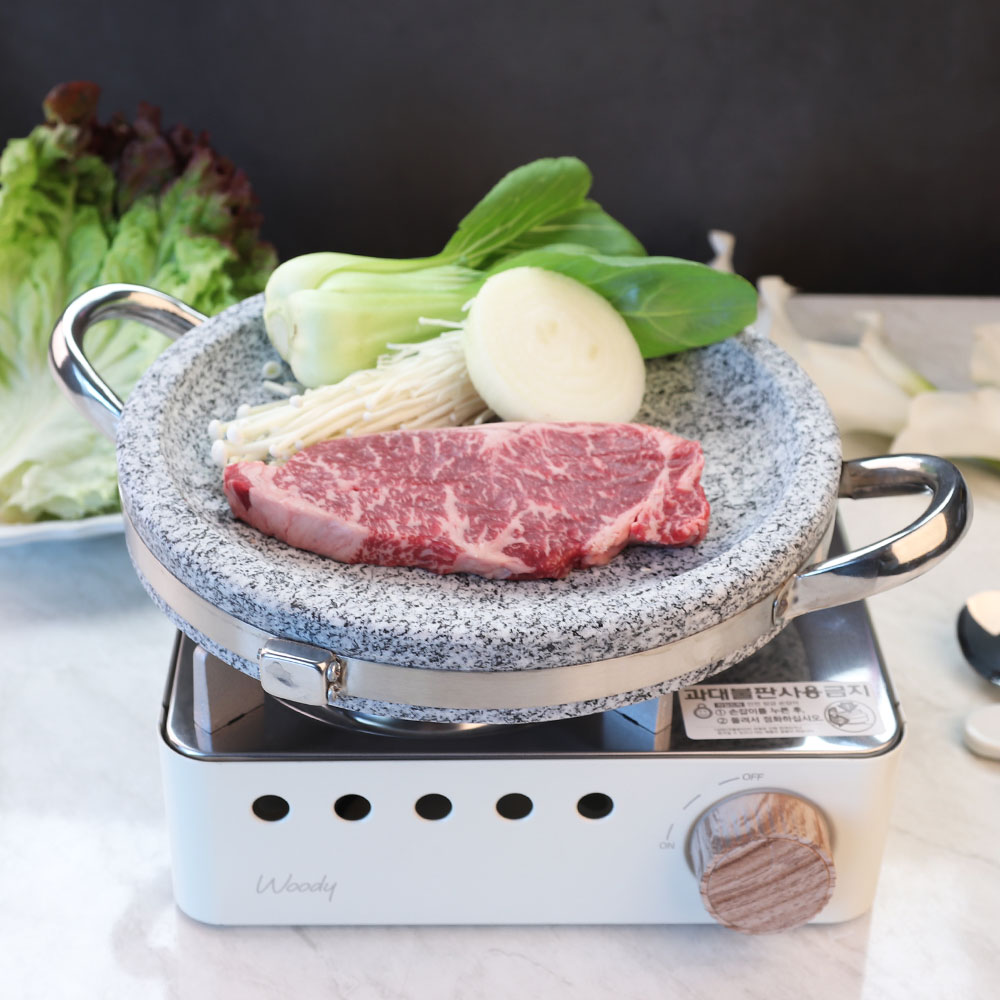 MS 낮은 돌 전골판 곱돌 전골 냄비 고기 구이 업소용 AA 22cm