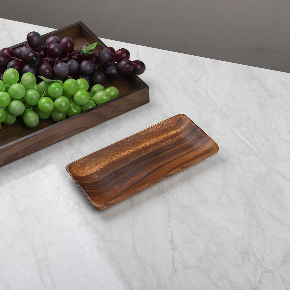 [단일] MS 아카시아 직 사각 쟁반 2호 270 우드 플레이트 캠핑 접시 그릇