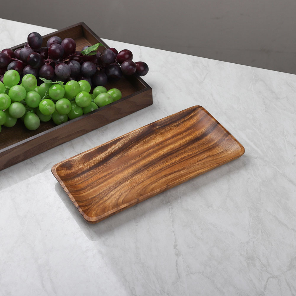 [단일] MS 아카시아 직 사각 쟁반 3호 325 우드 플레이트 캠핑 접시 그릇