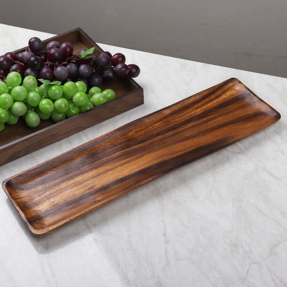 [단일] MS 아카시아 직 사각 쟁반 6호 560 우드 플레이트 캠핑 접시 그릇