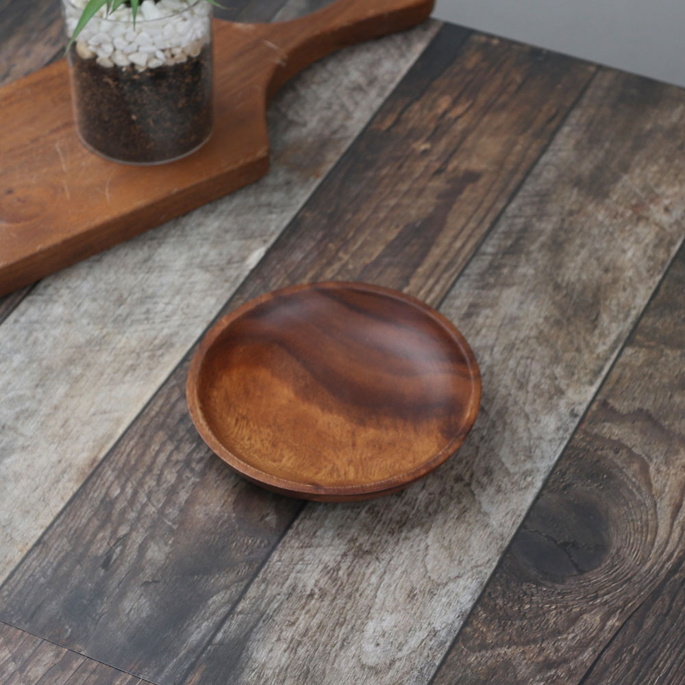 [단일] MS 아카시아 원형 접시 2호 150 우드 플레이트 미니 나무 그릇