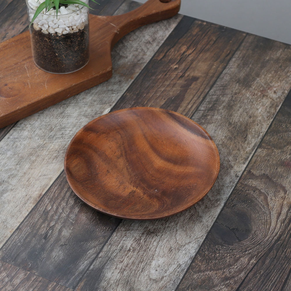 [단일] MS 아카시아 원형 접시 3호 200 우드 플레이트 나무 그릇