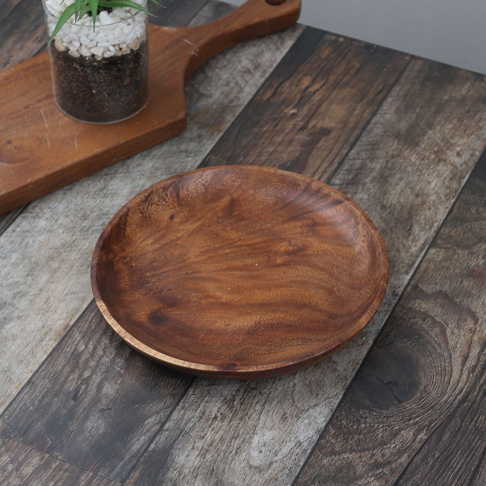 [단일] MS 아카시아 원형 접시 4호 230 우드 플레이트 나무 그릇