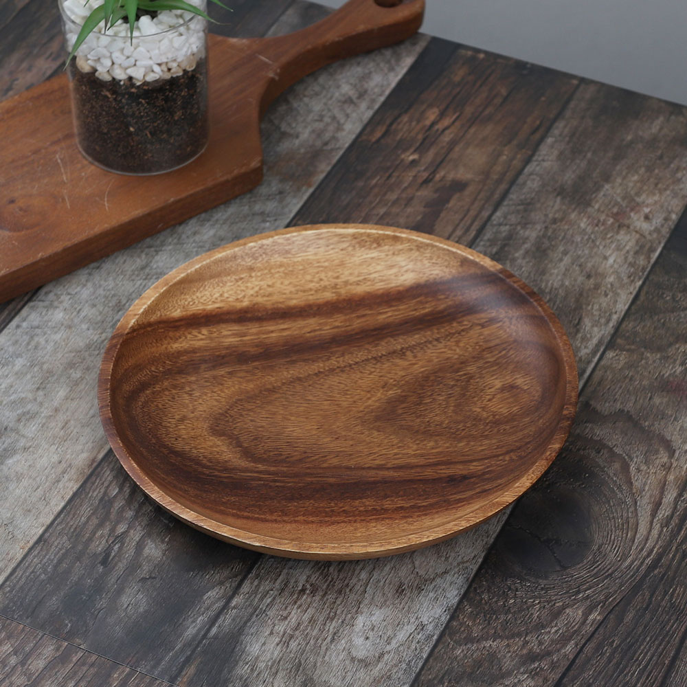 [단일] MS 아카시아 원형 접시 4-1호 255 우드 플레이트 나무 그릇