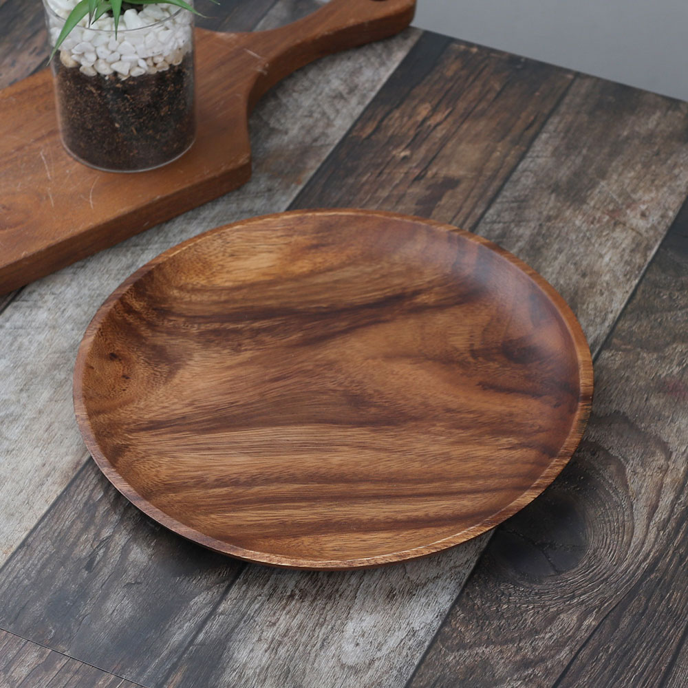 [단일] MS 아카시아 원형 접시 5호 270 우드 플레이트 나무 그릇