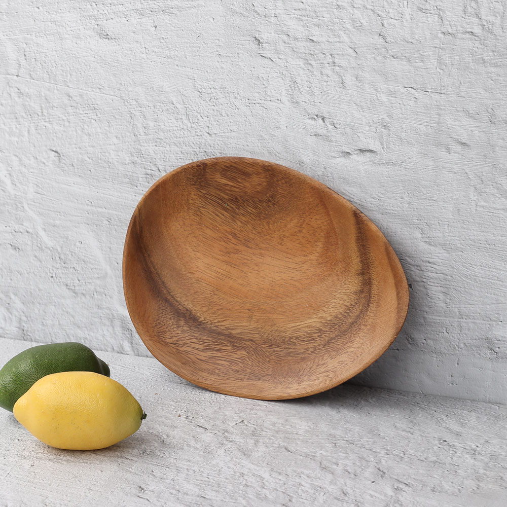 [단일] MS 아카시아 조약돌 접시 2호 190 우드 플레이트 캠핑 원목 그릇
