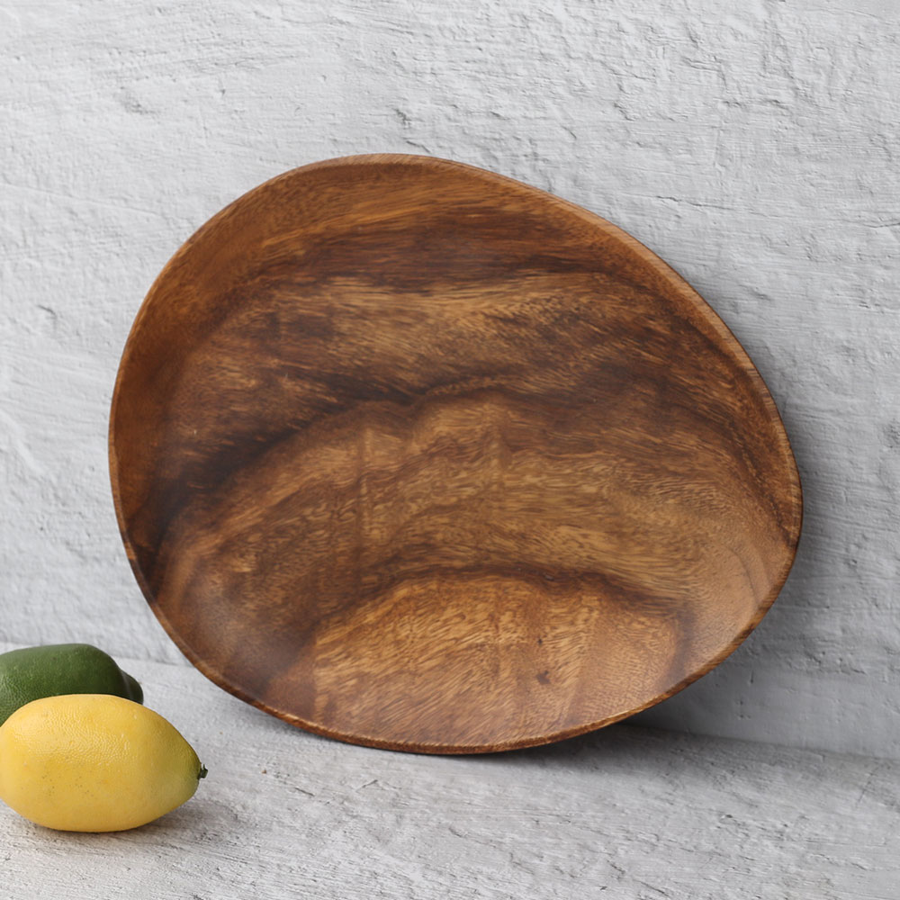 [단일] MS 아카시아 조약돌 접시 3호 265 우드 플레이트 캠핑 원목 그릇