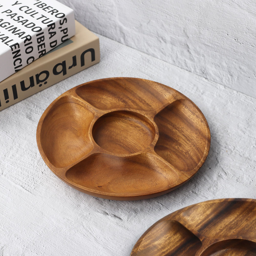 MS 아카시아 원형 5절 나눔 접시 안주 과일 노래방 업소용 AA 소